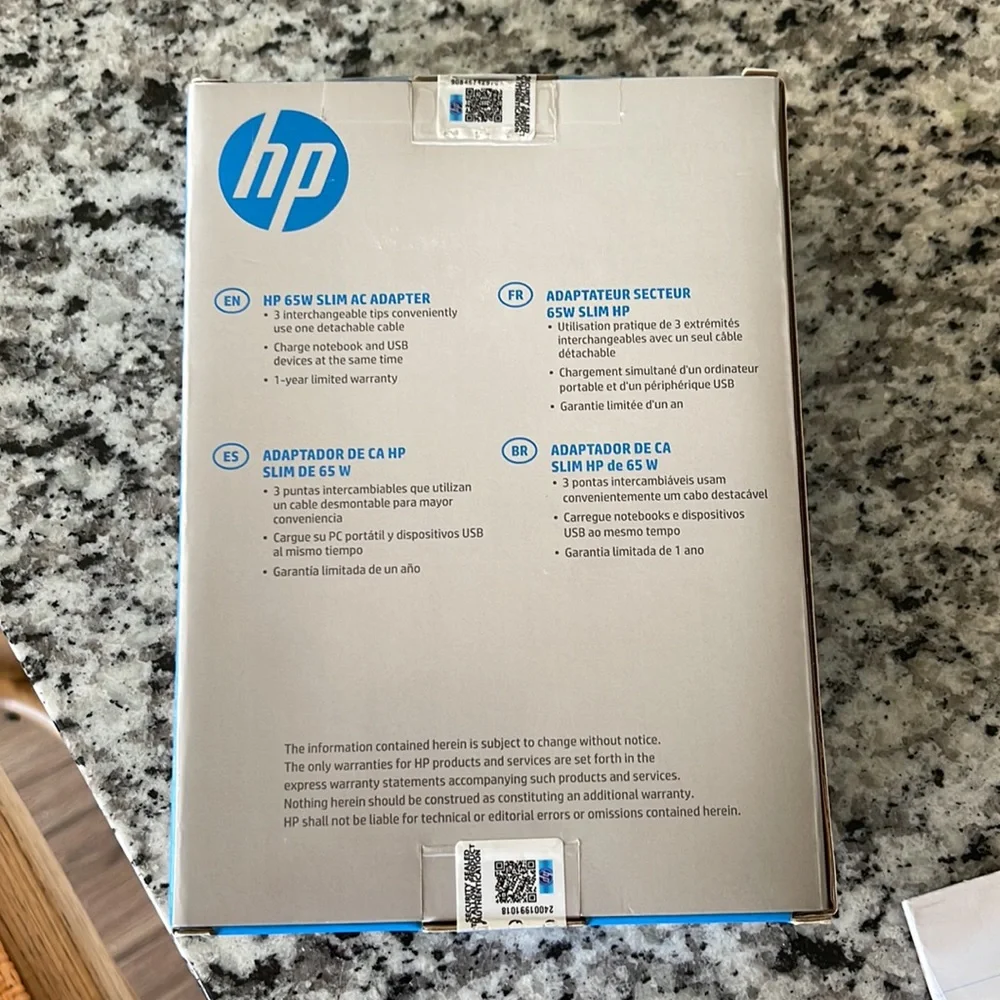 HP slim ac adapter 65W